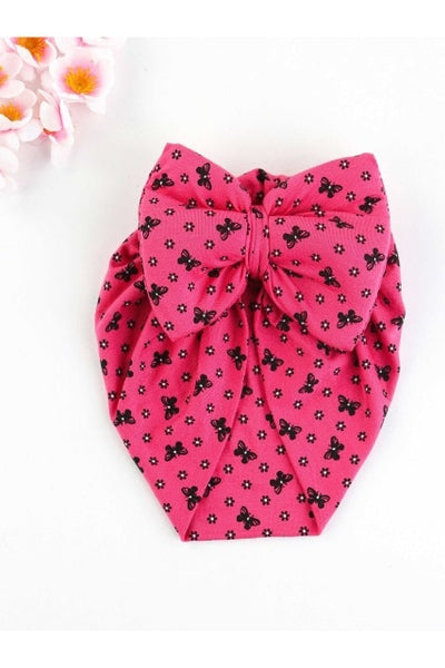 Fuchsia Bow Girl Baby Bathing Cap